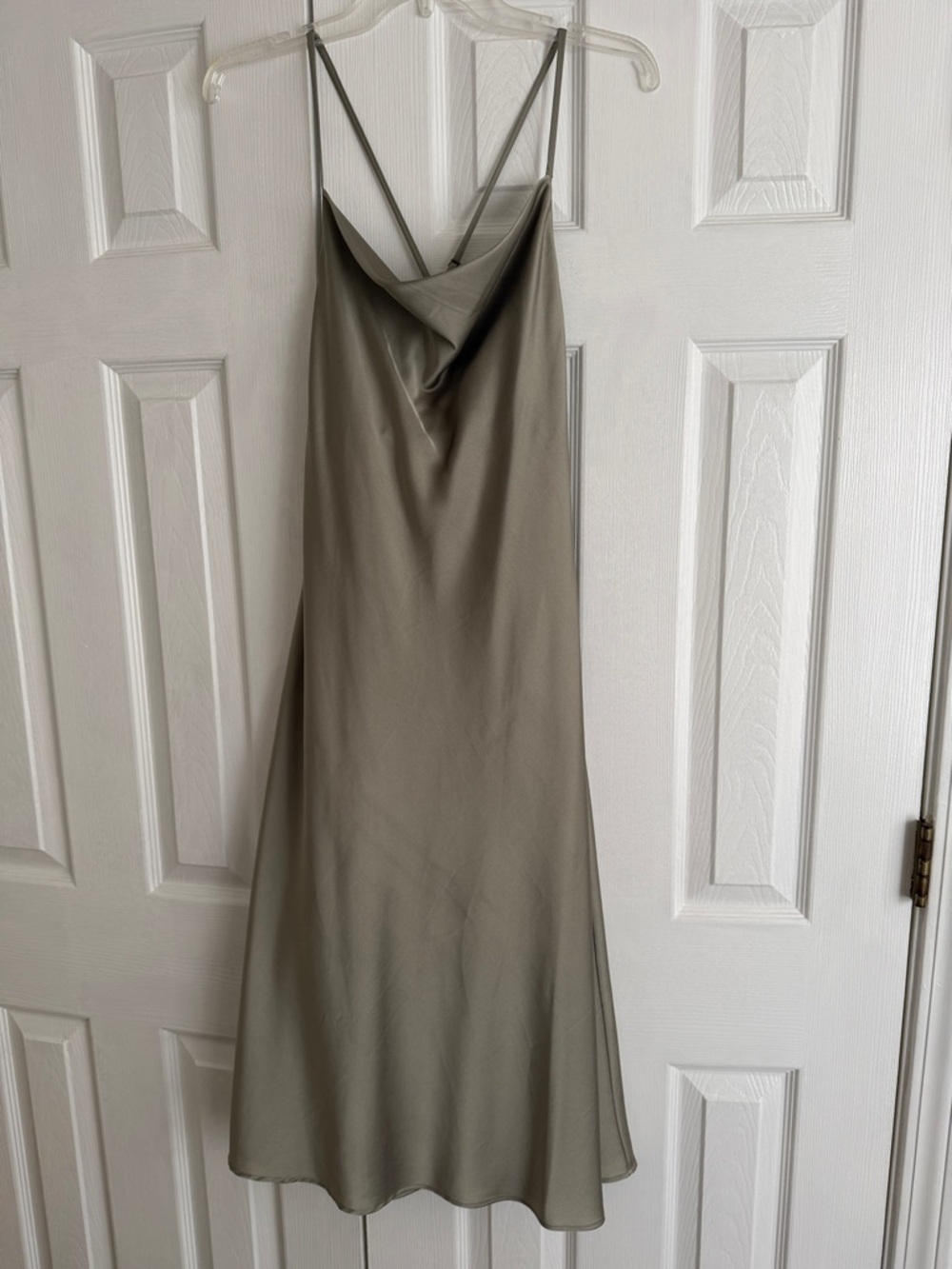 Show Me Your MuMu Olive Slip Midi Dress with Cowl Neck
